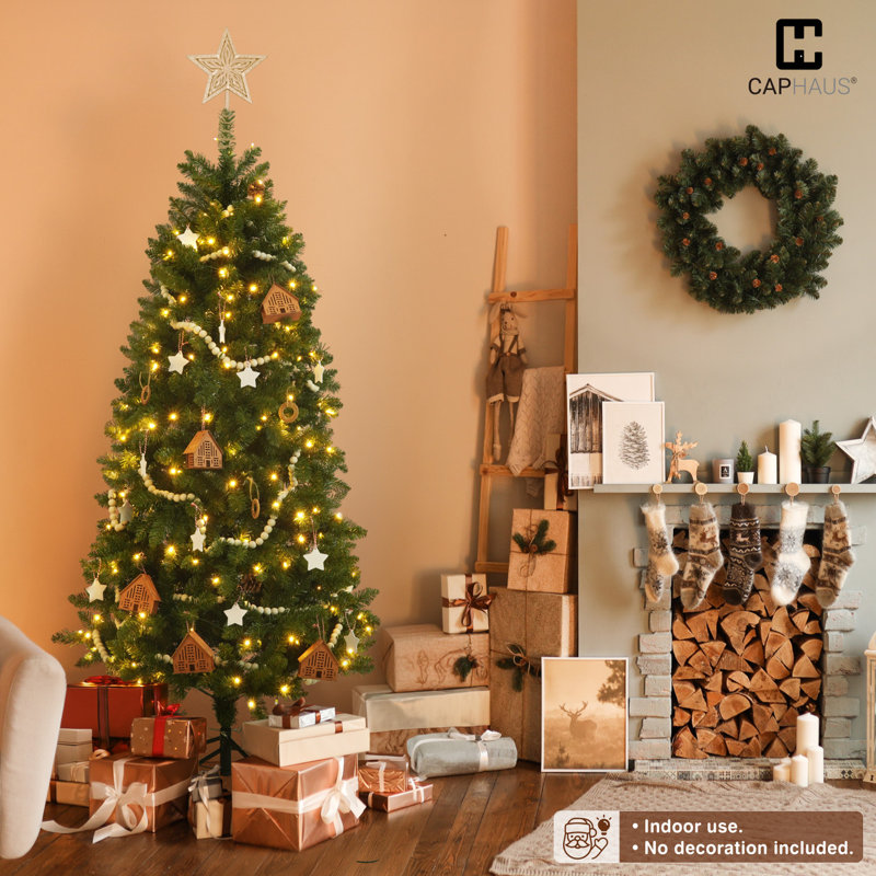 Sapin de Noël artificiel 7,5 pi, sapin Fraser, pré-articulé, avec 350 lumières DEL et 1188 pointes, 7.5'