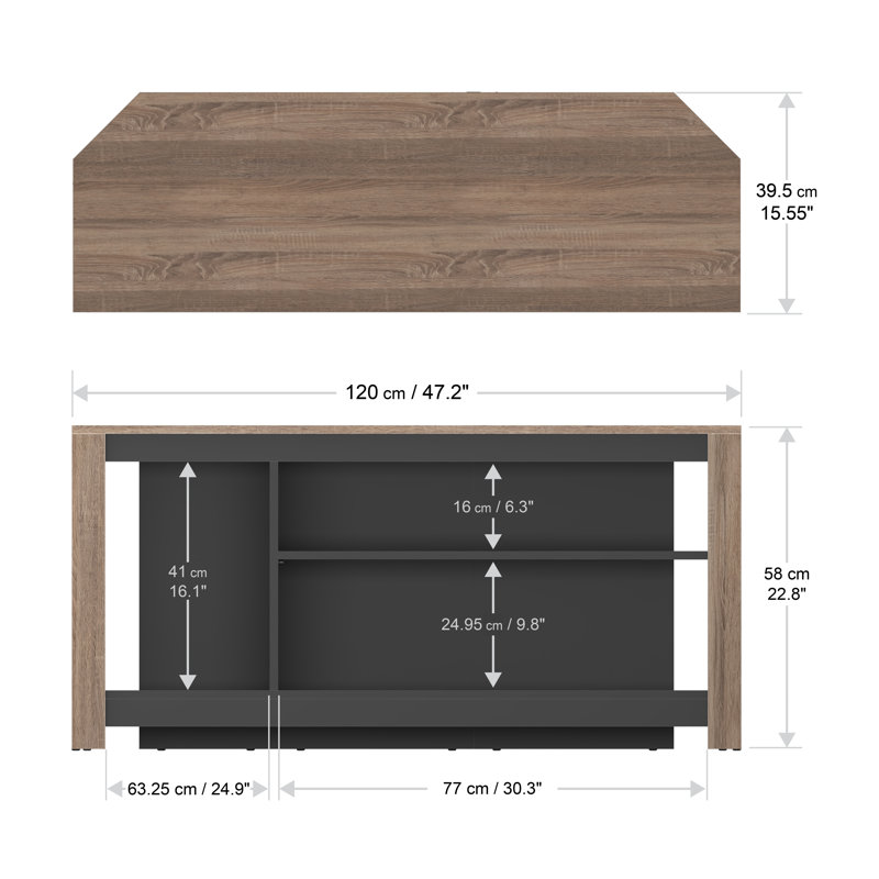 1.2m Gaming TV Stand with Vertical Storage - Rustic Sawn Oak