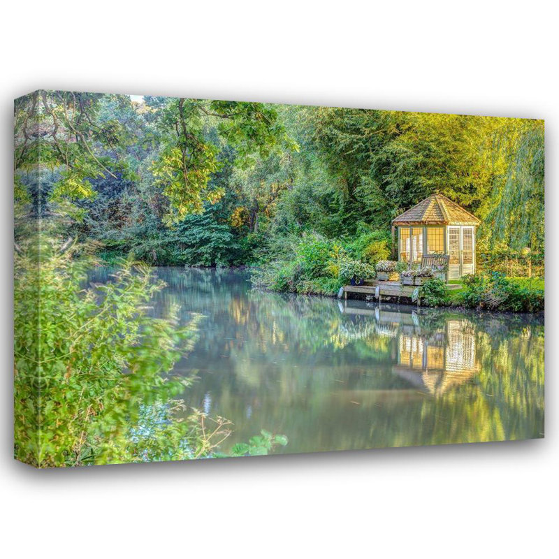 Alcott Hill® Frank, art sur toile tendue par la galerie Assaf: Gazebo par Basingstoke canal, H 28 po x l 36 po