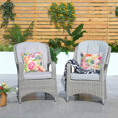 Ensemble de fauteuils d'extérieur en rotin 2 pièces avec coussins - chaises de patio résistantes aux intempéries