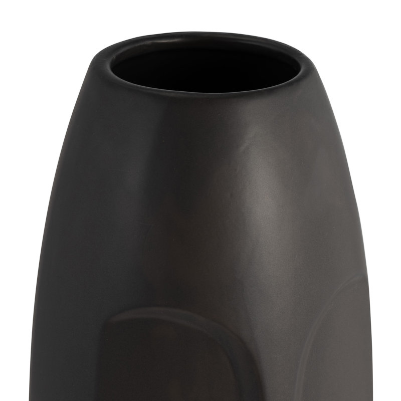 Amyanne Sculptural Ceramic Table Vase, Black, 14" H x 5" W x 5" D