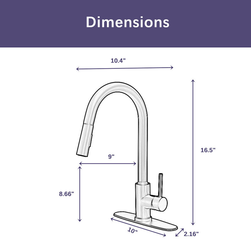 Single Hole Single Handle Pull-Down Kitchen Faucet, Gold