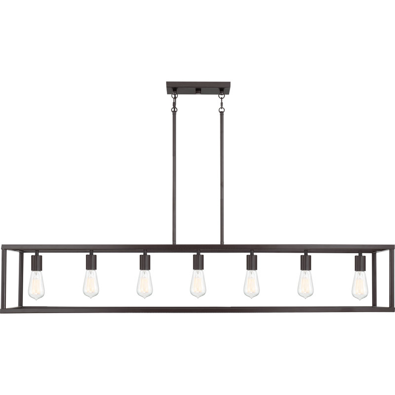 Luminaire suspendu linéaire à 7 lumières pour îlot de cuisine New Harbor, Bronze occidental