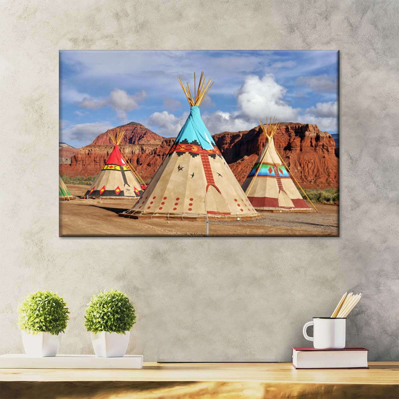 Plaines amérindiennes sur toile, H 20 po x l 30 po x P 1,25 po