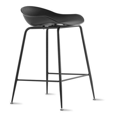 28" Molded Plastic Bar Stool – Mid-Century Modern Design with Metal Legs, Backless Seating