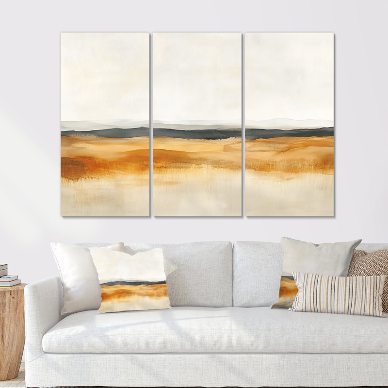 «Layered Canvas», art mural neutre abstrait, ensemble de 3 toiles encadrées neutres, H 40 po x l 60 po