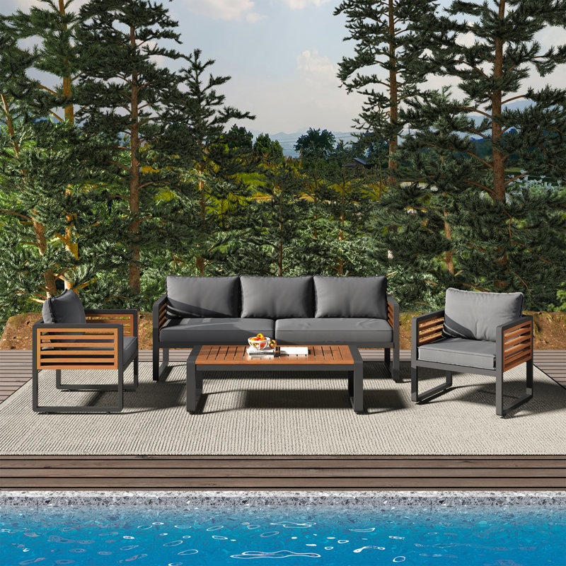 Jaemon 5 - Person Patio Conversation Set with Cushions, Dark Gray