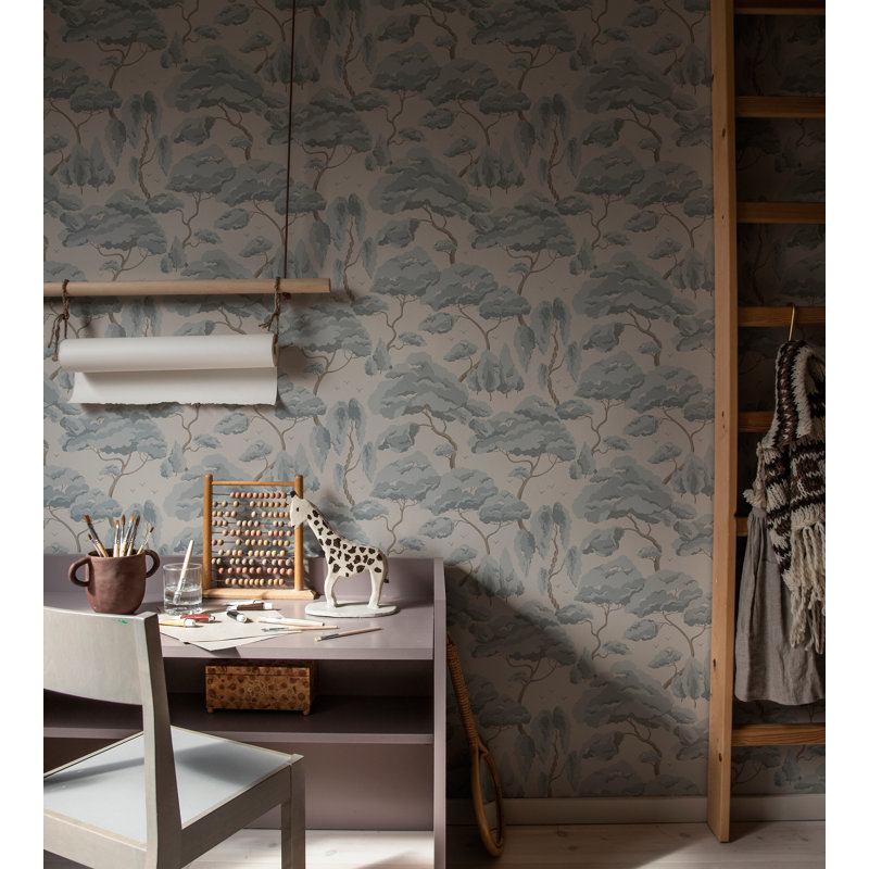 Jordnara Floral Wallpaper Roll, Misty Blue