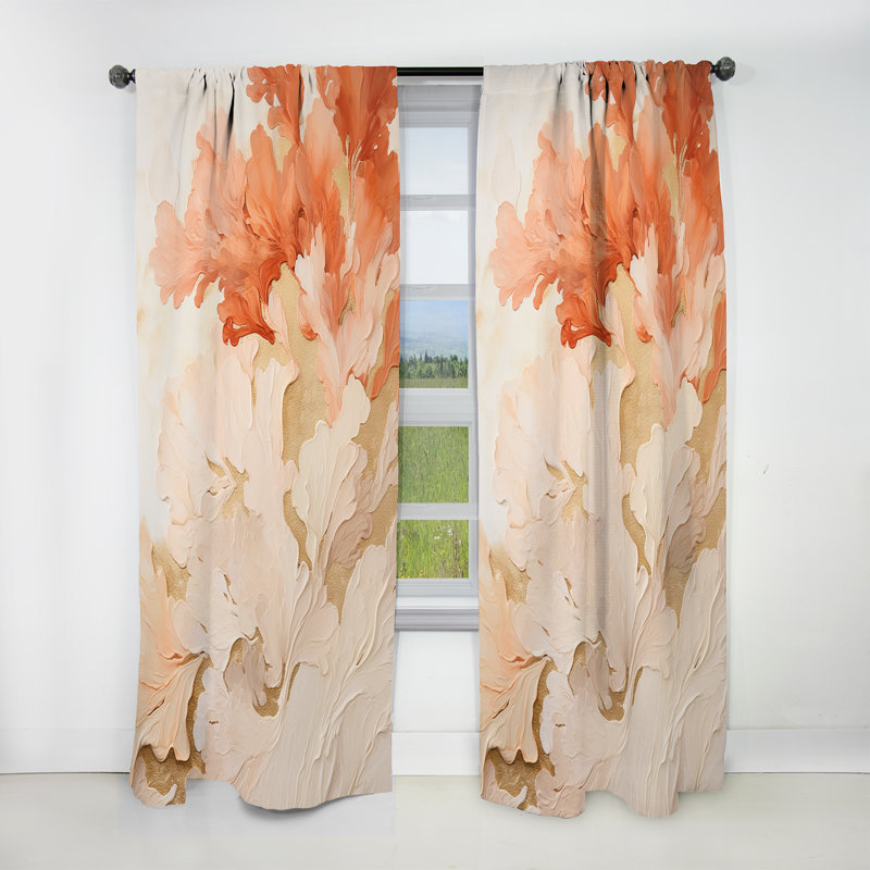 Rideau occultant rose et blanc Coastal Coral Collage III - Coastal Coral, L 52 po x L 108 po