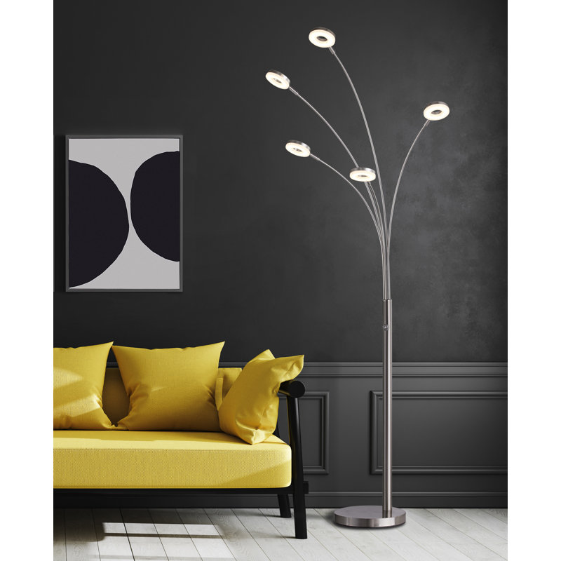 73" LED Tree Floor Lamp, Satin Nickel/White