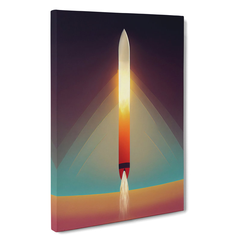 The Beaming Spaceship Rocket - Wrapped Canvas, 76cm H x 50cm W x 3cm D