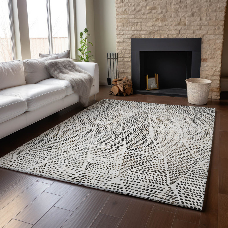 Tapis ivoire Cerrito AMF591 lavable à la machine de qualité supérieure, Rectangle 10 pi x 14 pi