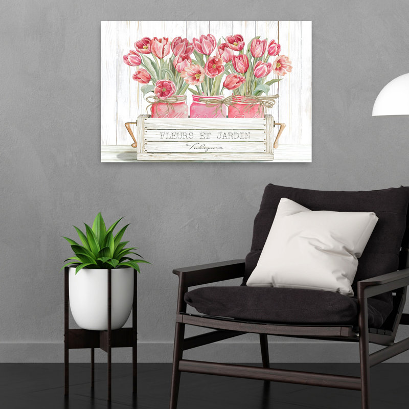 Trio de tulipes roses, H 16 po x l 24 po
