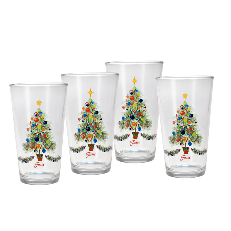 Ensemble de 4 verres de Noël en verre transparent