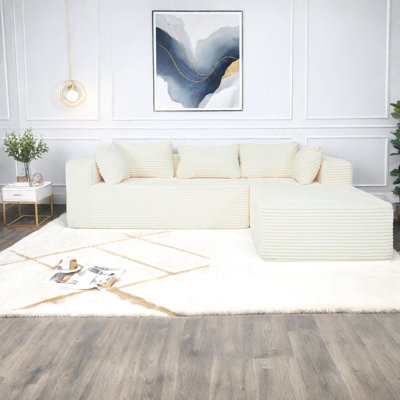 Compression Sectionals, 100 Inch Corduroy Modern L Shaped Sofa For Home