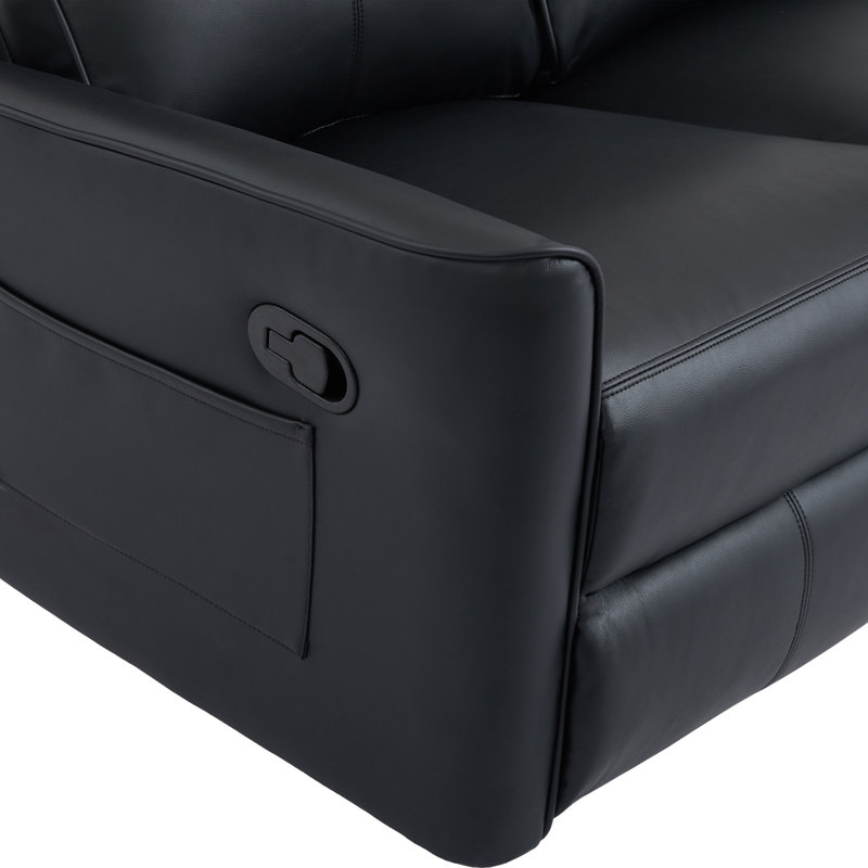 Asira 2 Seater Faux Leather Reclining Sofa, Black