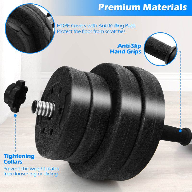 66 LB Dumbbell Weight Set Fitness 16 Adjustable Plates Workout - Image 4