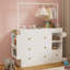 Commode avec tiroirs, tablettes ouvertes de rangement