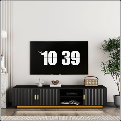 Mid Century Modern TV Stand with LED Lights for 80 Inch TV, Entertainment Center Wooden TV Stand -  Ivy Bronx, 1F7CB3F1E18D4B09A877C897917FF3E7