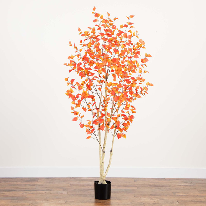Autumn Birch Artificial Fall Tree, 84" H x 32" W x 32" D