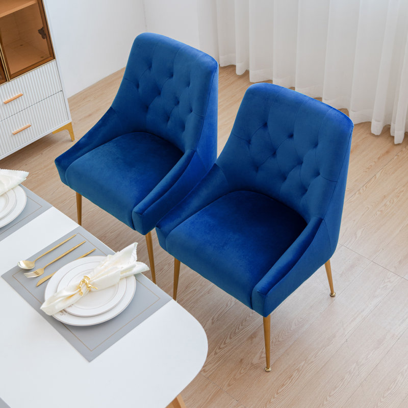 Eilis 109.22cm H Polyester Upholstered Upholstered Back Side Chair, Blue