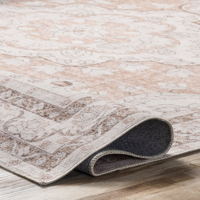 Tapis lavable à la machine Zahra Medallion, Tapis de couloir 2 pi 6 po x 8 pi