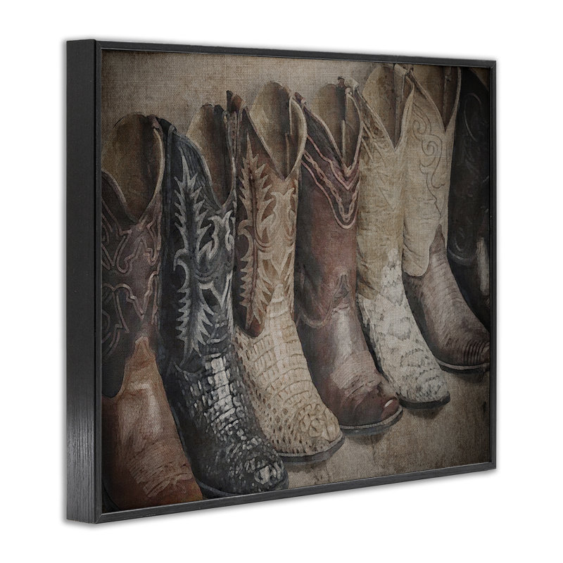 Texan Lin Up, impression numérique sur toile par RileyB, H 11 po x l 14 po, Giclée encadrée noir minuit