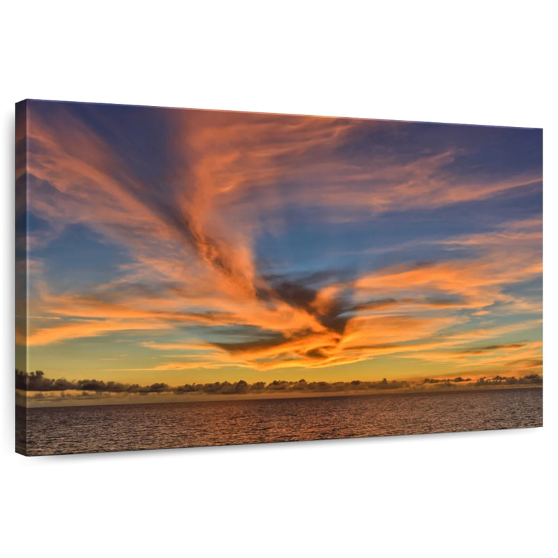 Gillard, nuage doré, paysage marin, H 30 po x l 45 po