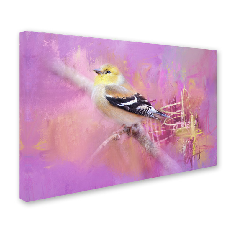 Vidur «Abstract Goldfinch», reproduction d'impression sur toile tendue, H 22 po x l 32 po