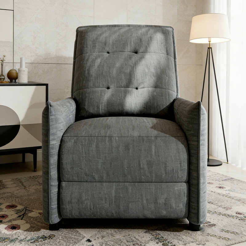 Chenille Fabric Recliner Chair, Grey