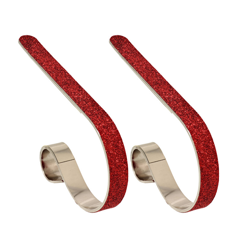 Mantleclip Stocking Holder, Glitter Red