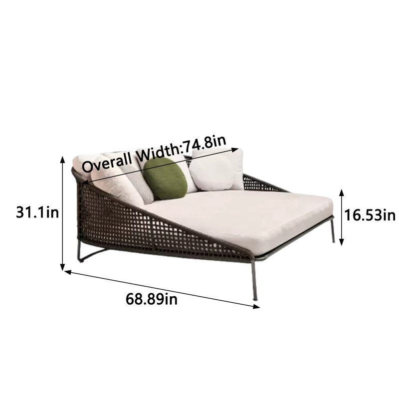 Lit de jour robuste pour l'extérieur en aluminium tissé à la main 74,8 po