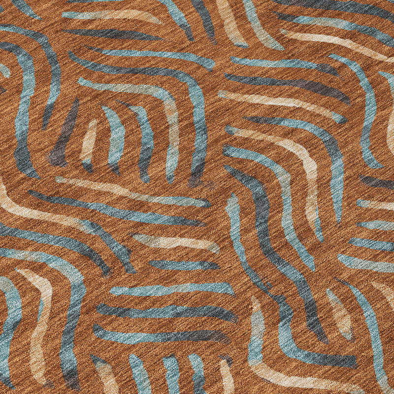 Machine Washable Indoor/Outdoor Chantille ACN2474 Abstract Rug, 8' x 10', Paprika