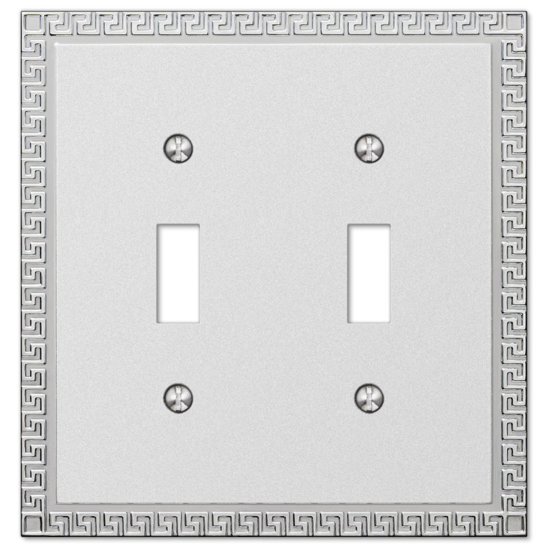 Greek 2 - Gang Toggle Light Switch Standard Wall Plate, Chrome