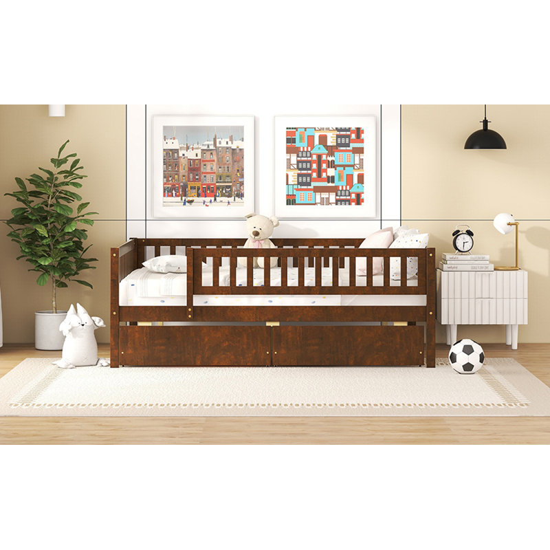 Hanon Kids Daybed with Drawers, Walnut, Full