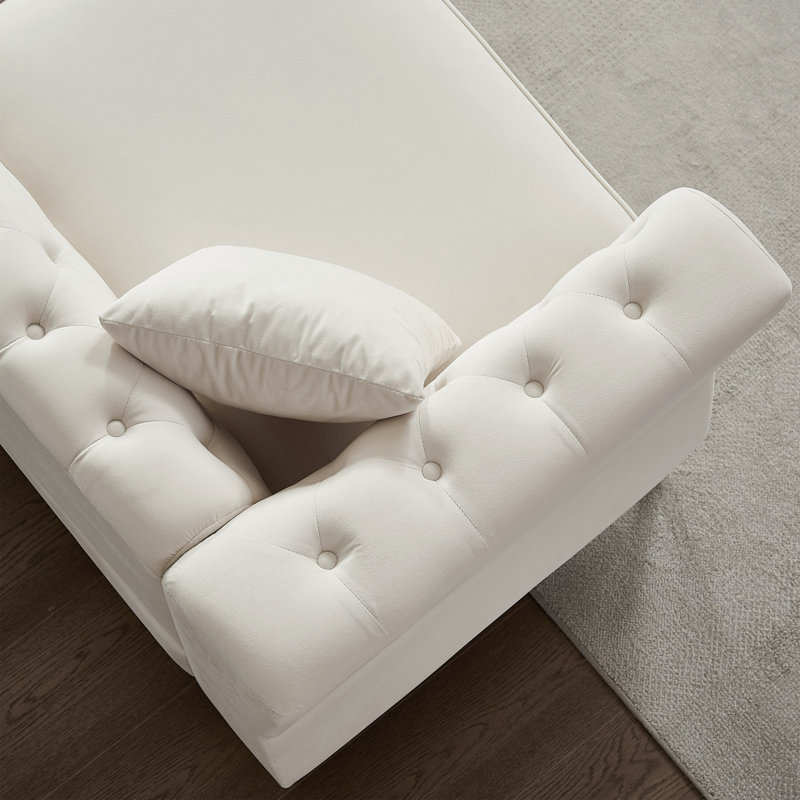 Canapé Chesterfield de 81,8 po Modern, Beige