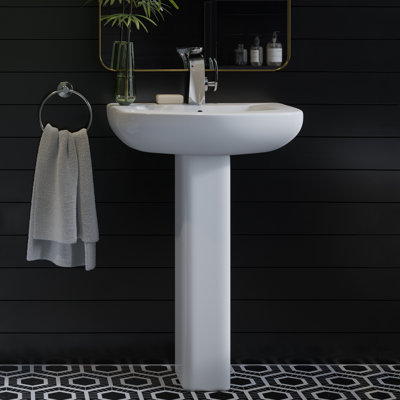 Chateau Pedestal Bathroom Sink U-Shaped Single Faucet Hole