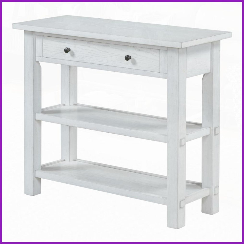 Table basse rétro blanche antique avec tiroir & amp; Tablettes, panneau de fibres à densité moyenne et bois d'hévéa pour le vestibule / le salon