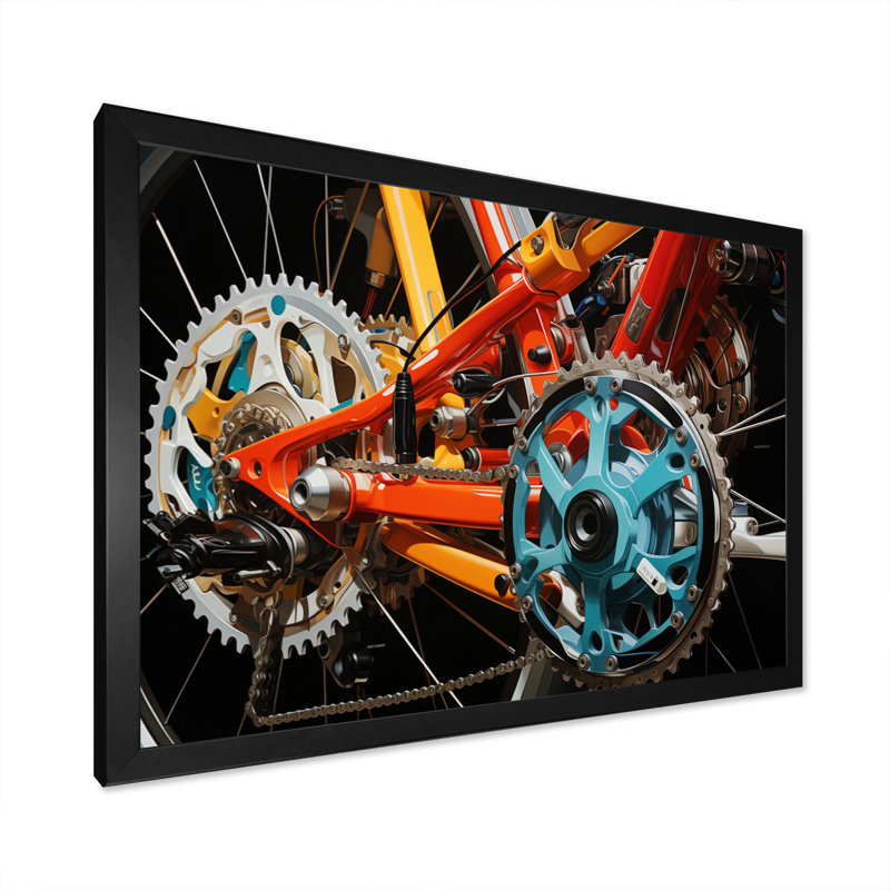 Vélo, Perspectives dynamiques - Transport, reproduction d'art sur toile, H 16 po x l 32 po x P 1 po, Cadre flottant noir