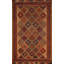 Tapis géométrique en laine à motif treillis kilim 4 x 6