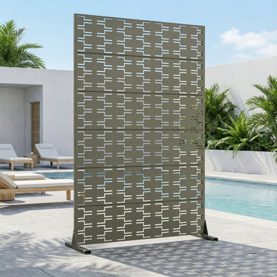 6 ft. H x 4 ft. W Metal Privacy Screen Fence Panel Brick Pattern