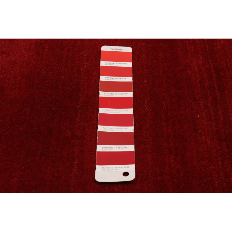 Tapis rouge nouvel âge en laine 6 pi 7 po x 9 pi 3 po One-of-a-Kind