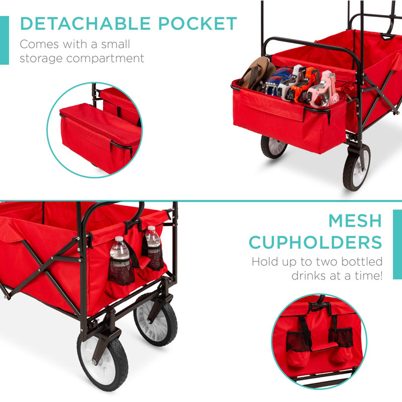 Wagon pliant pliant avec auvent, Red