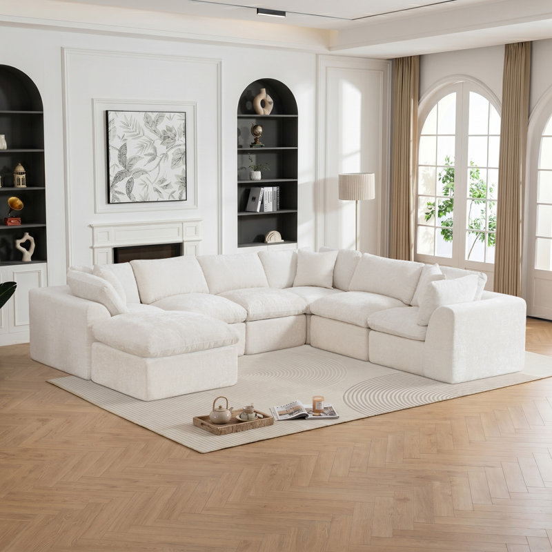 Canapé modulaire Boneless Balliet, Chenille beige