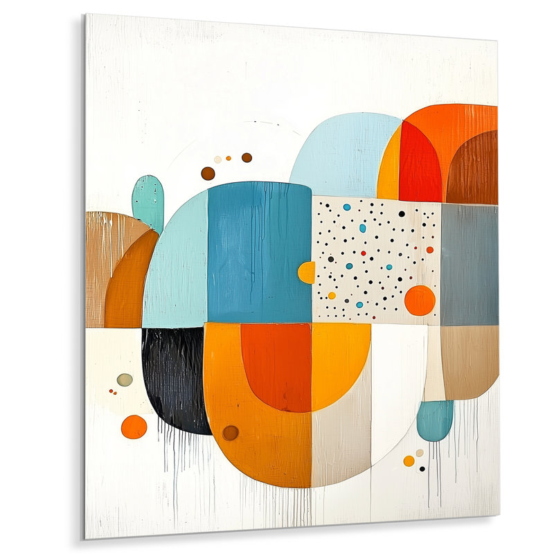 Mid Century Forms Radiant Of Geometric III - Mid-Century, décoration métallique, impression moderne sur métal