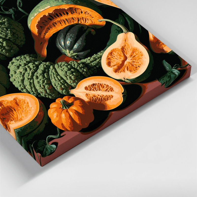 Art mural sur toile vert légumes et gourde amère, H 12 po x l 18 po