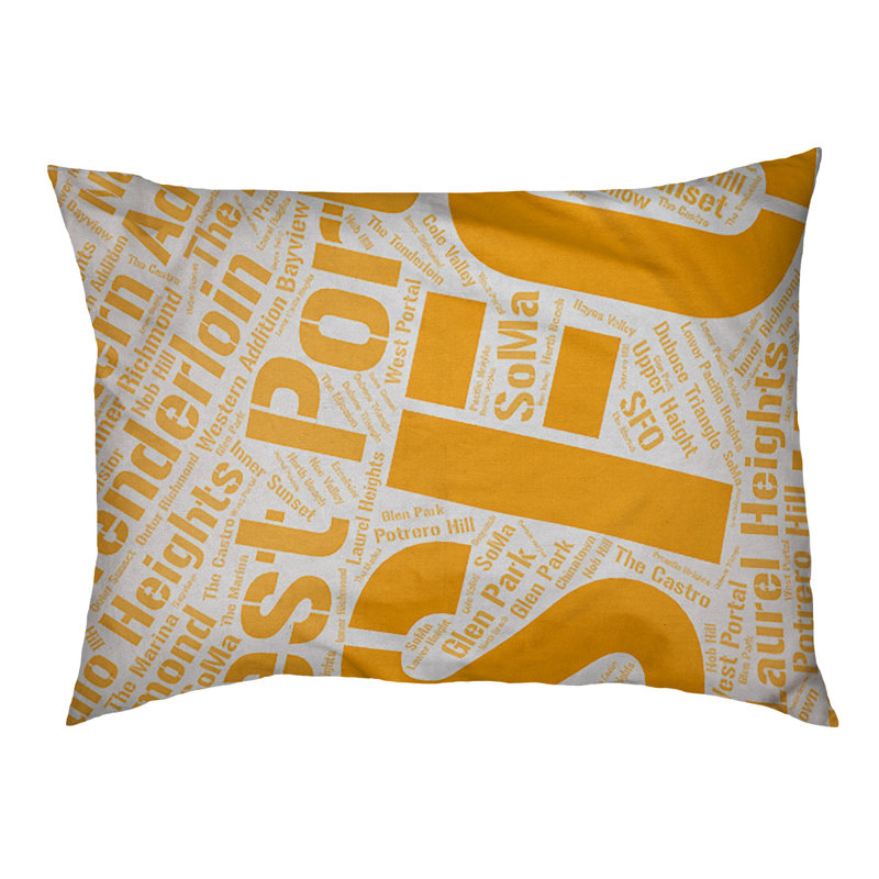 Coussin de chien « districts », Moyen (H 9,5 po x l 28 po x P 18 po), Chicago, Orange