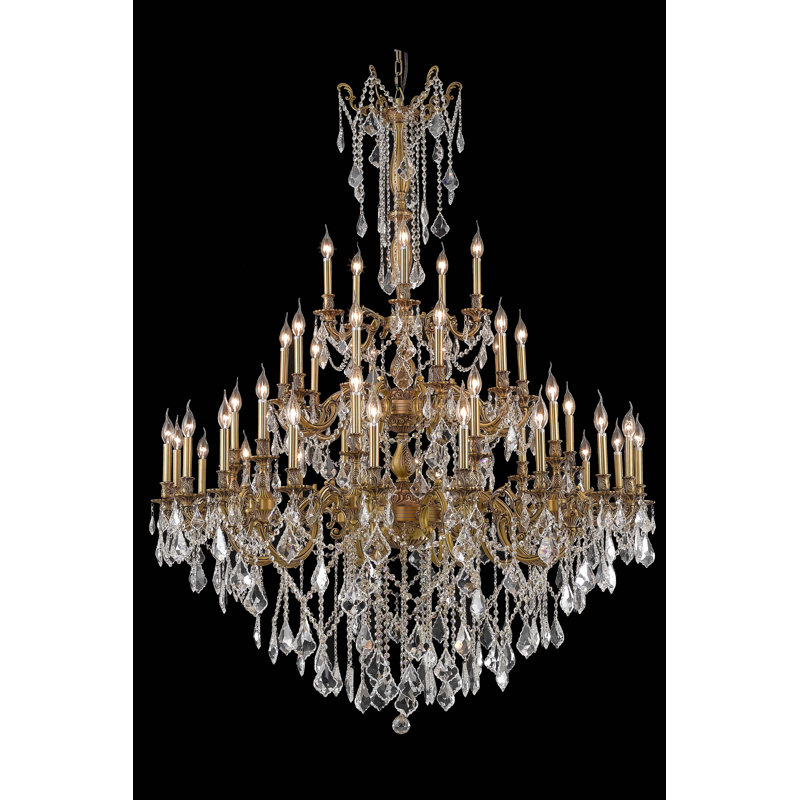 Lustre à 45 niveaux Ashmin, Or français / cristal (transparent) / coupe royal