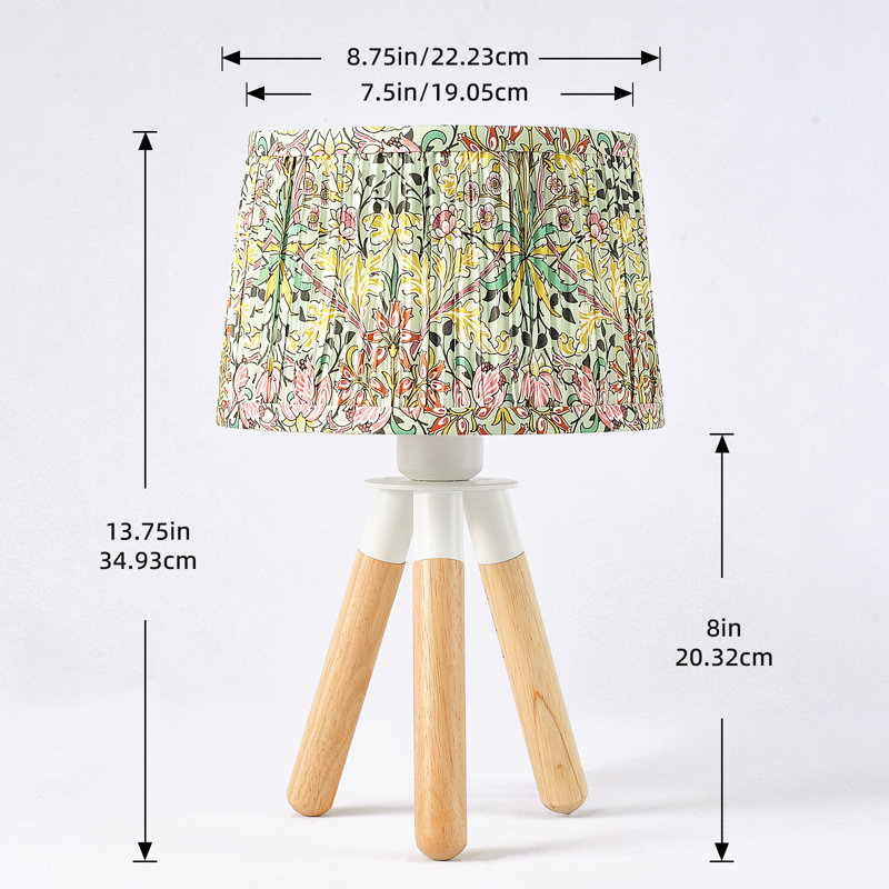 Ensemble de lampe de table en bois avec trépied Ditsy, Vert