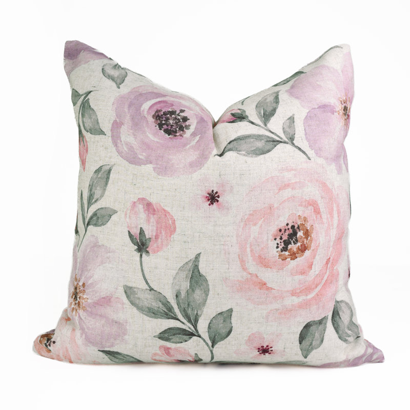 Floral Linen Pillow Cover, 20X20